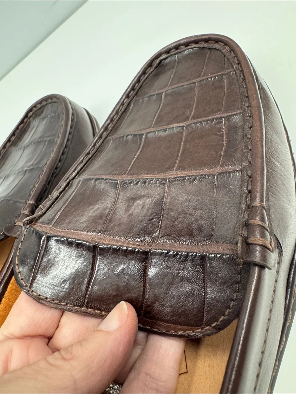 Caporicci XL-Wide size 42 Real genuine alligator Leather Penny Loafers.